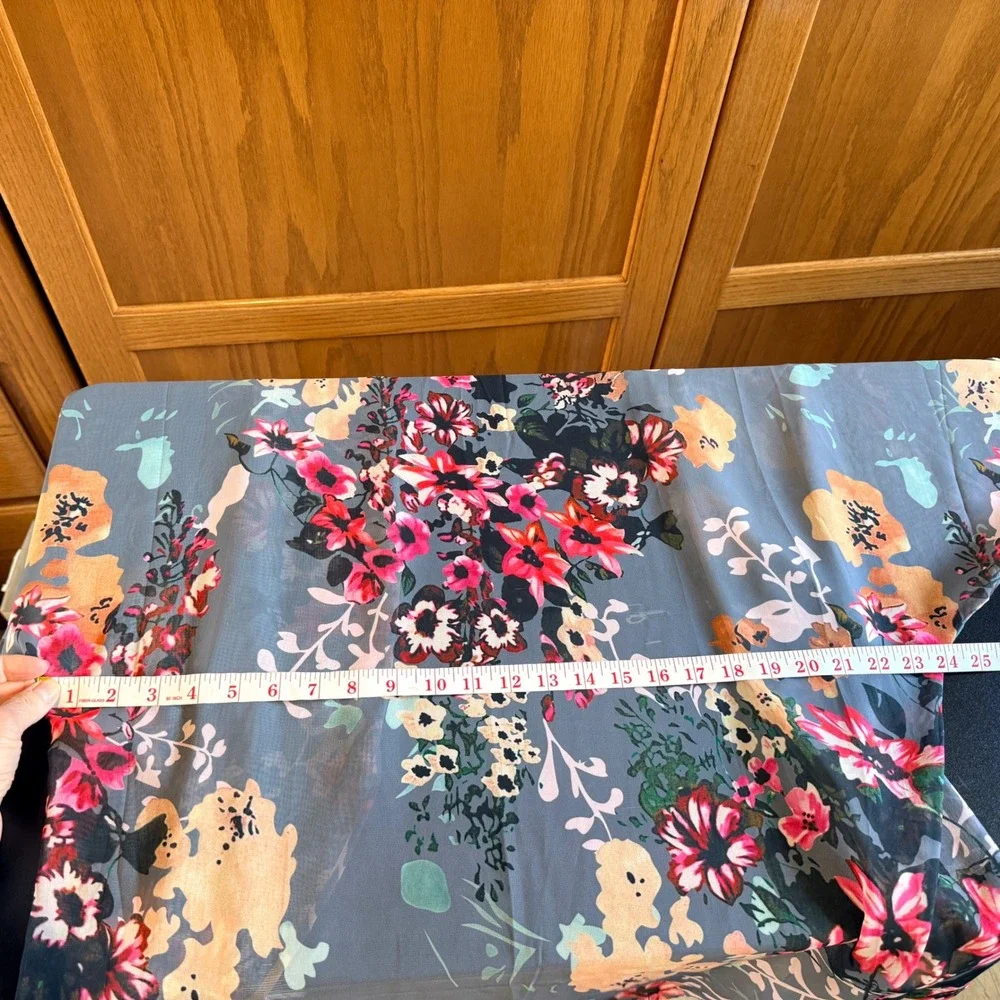 Chiffon‎ Kimono XL Wrap Womens  Green Floral Boho Sheer Wrap Summer